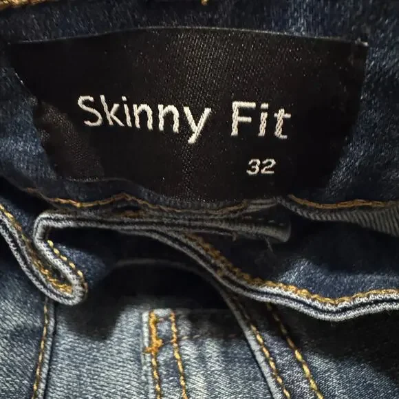 GINGTTO Mens Jeans Size 32x28 Skinny Fit Stretch Pants 32 28 Blue Denim - Picture 2 of 13